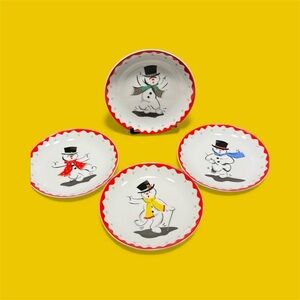 Boston Warehouse Snowman Plates Vintage 2002 serve holiday cookies and treats